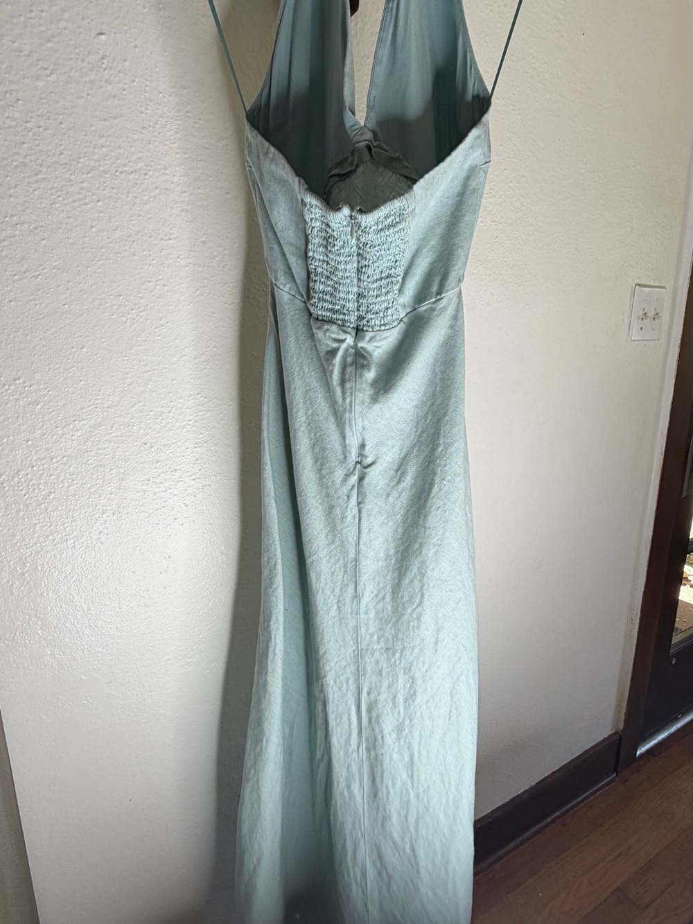 Reformation Deliah Linen Light Blue Halter Maxi Dress, Size 6. - Picture 8 of 11